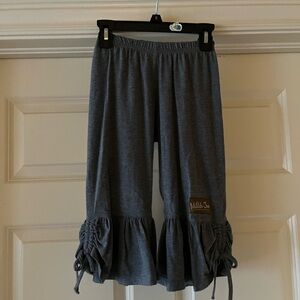 Gray Cinch Ruffle Tie Side Pants